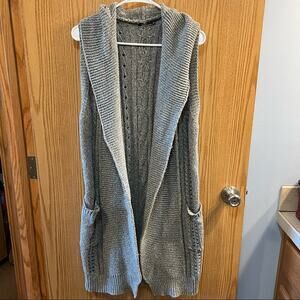 Silver Jeans Long Line Open Front Hoodie Cardigan w/ Pockets Women's Size Small